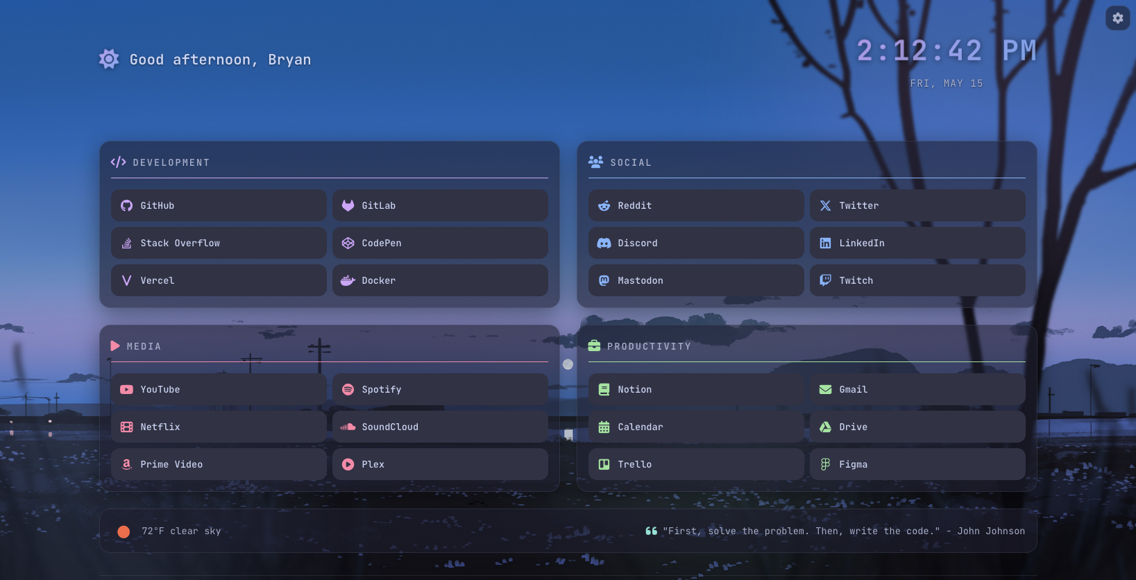 Sip Startpage dark theme